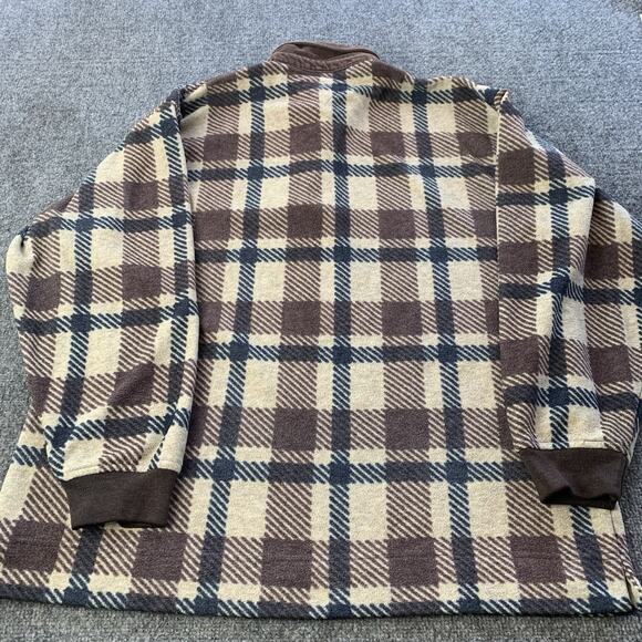 VTG Tommy Hilfiger Fleece Sweater Mens Large Relaxed Fit Corduroy Collar Plaid - Picture 2 of 13